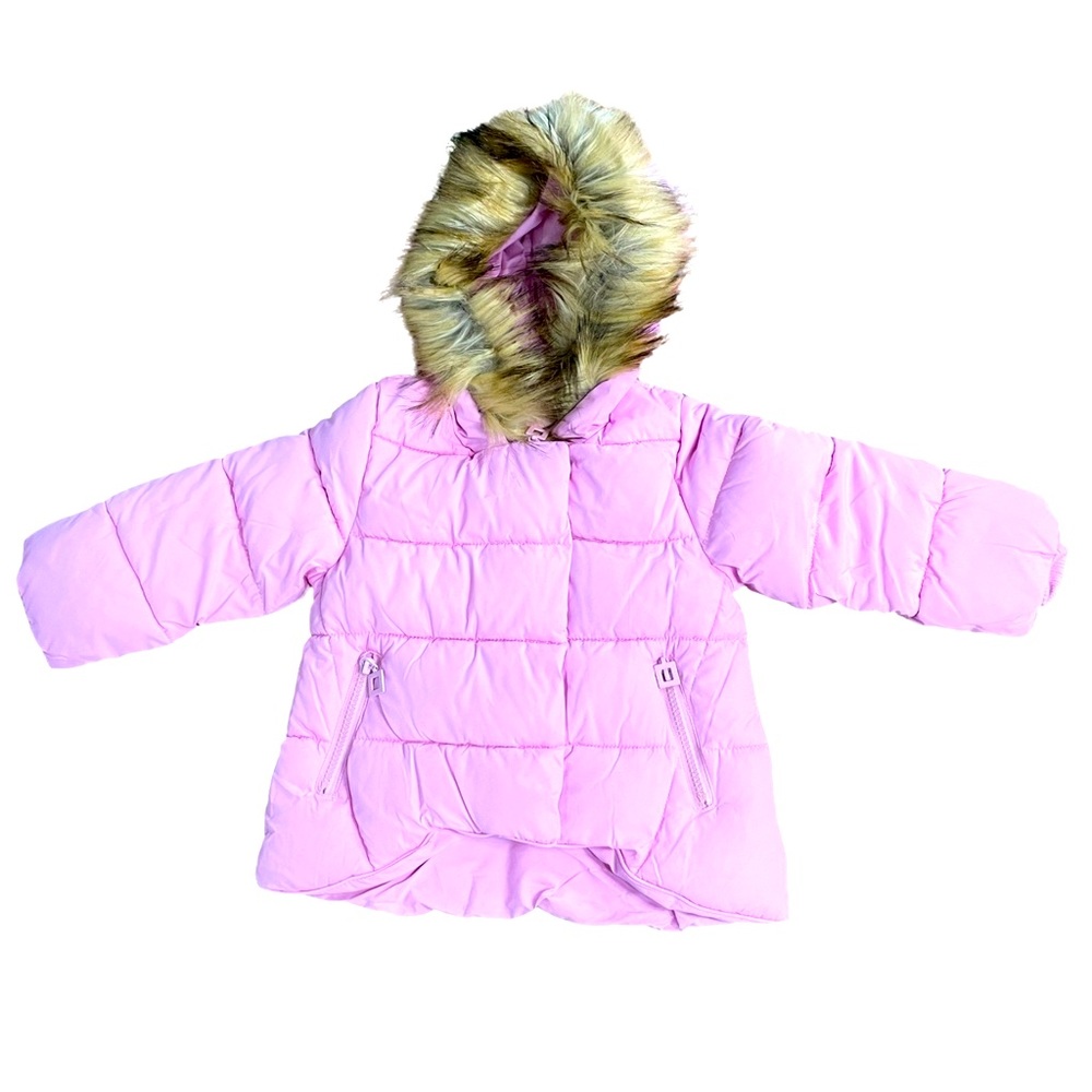 New without tags girls size 2T, UK size 90 puffer jacket with faux fur trim